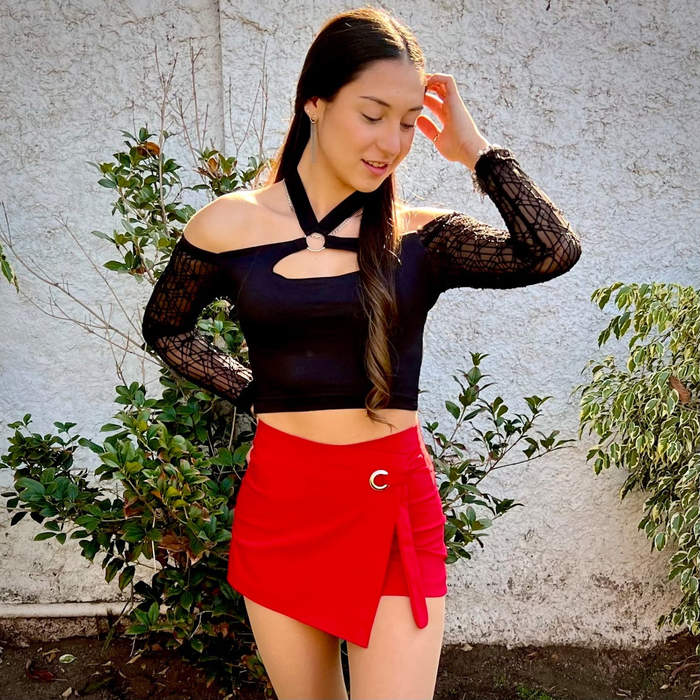 Falda short Tela Rojo